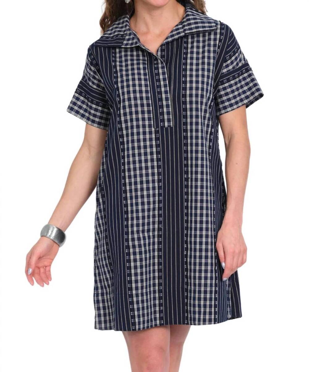 NEW LIOR agnes plaid dress in navy